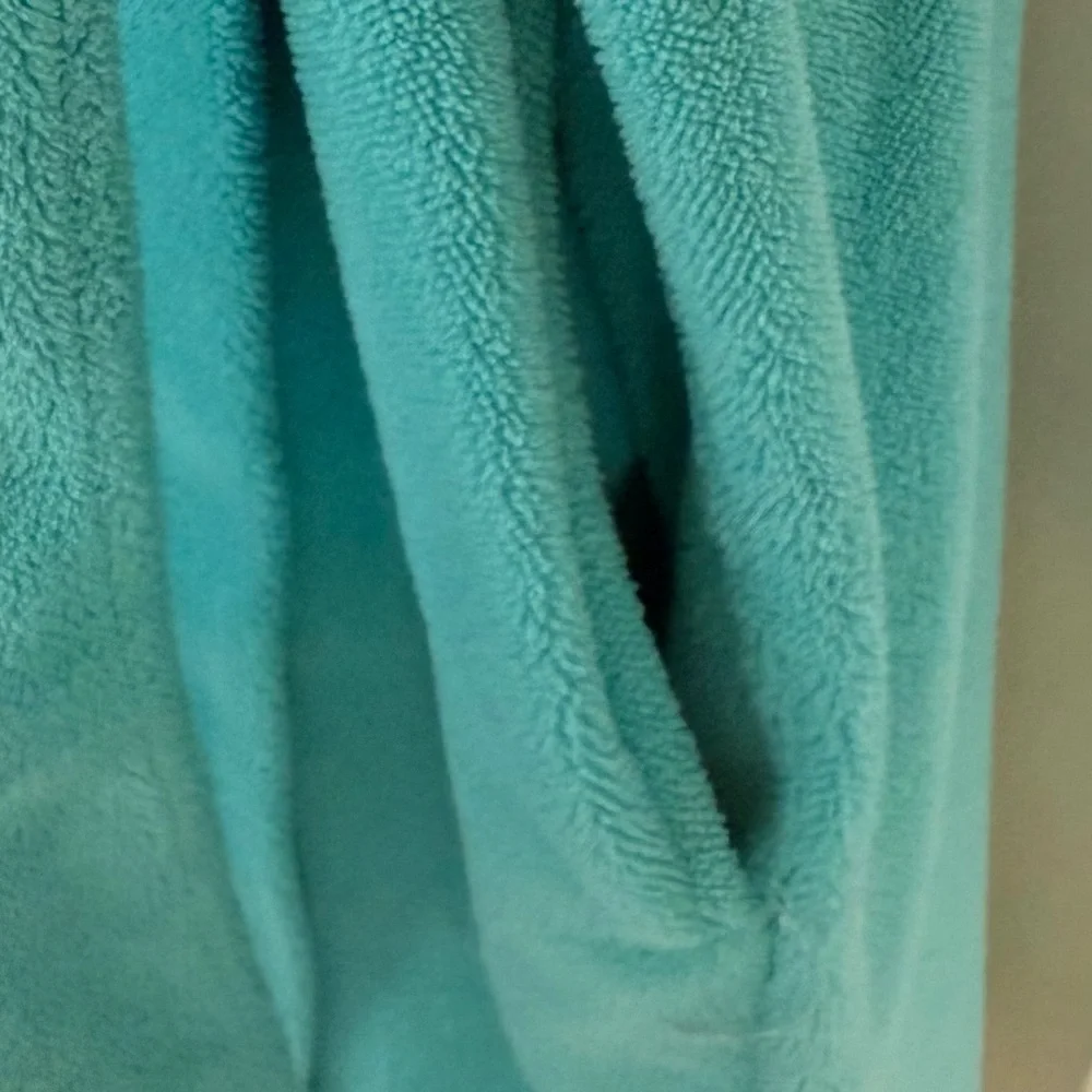 Vintage Y2K Cozy Fleece M Bathrobe Belt Pockets Lounge Women’s 8 10 Blue Pockets